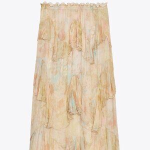 Zara ZW Collection Printed Ruffle Skirt Floral